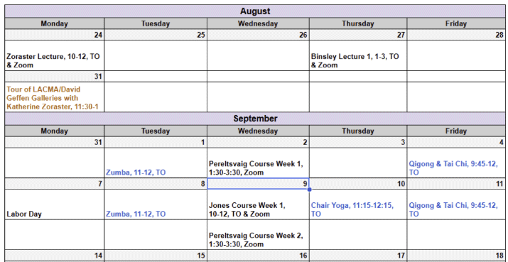 Fall 2026 Calendar