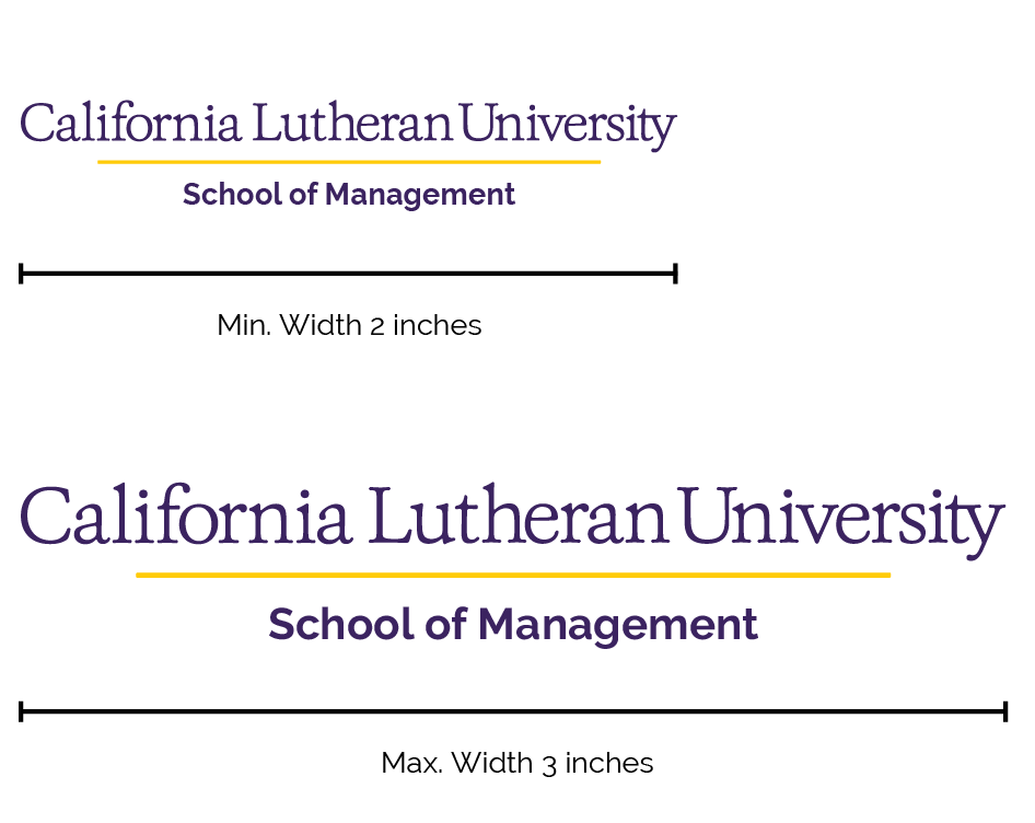 California Lutheran University School of Management logos. Horizontal minimum 2 inches, maximum 3 inches.